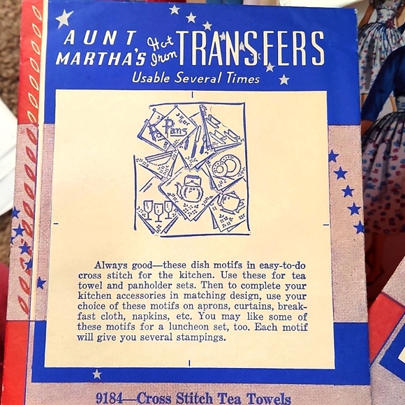 Vintage Aunt Martha's hot iron transfers Tea towels - Picture 3 of 3